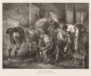 Olika ämnen från livet och på sten: The English Farrier, 1821. av Theodore Gericault