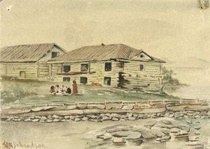 Byggnader som håller på att förfalla, Alaska, 1884