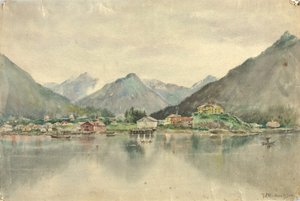 Sitka från öarna, visar det ryska slottet, 1888.