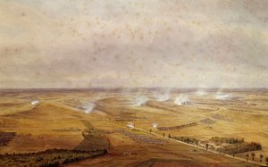 Koalitionskrig: "" Slaget vid Valmy den 20/09/1792 som såg fransmännens seger mot preussarna""" Akvarell gouachee av Theodore Jung (1803-1865) 1792 Sön. 0,63x0,99 m