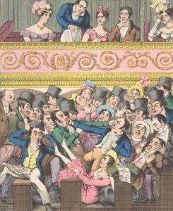Teatrala nöjen, tavla 2: Contending for a Seat, ca. 1835.