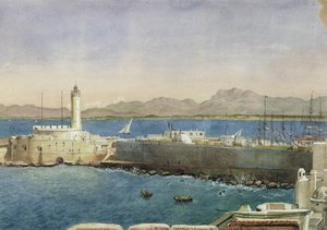 Hamnen och bryggan i Alger, ca 1830