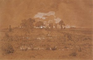 Kvällslandskap med myr av Theodore Rousseau