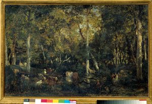 Träinteriör kallad Gamla sovsal i Bas-Breau (Fontainebleau-skogen) Målning av Theodore Rousseau (1812-1887) 1836 Sön. 0,65x1,03 m Paris, Orsay-museet