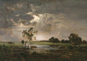 Landskap, ca 1842 (olja på pannå) av Theodore Rousseau