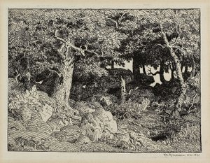 Ek från Rocks av Theodore Rousseau