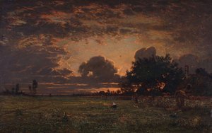 Solnedgång över Barbizon-slätten,