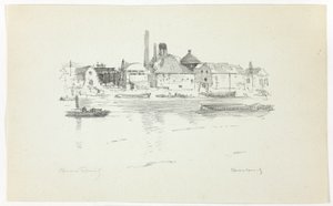 Battersea från floden, lågvatten av Theodore Roussel