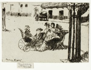 Små flickor och barnvagnar, Chelsea Embankment av Theodore Roussel