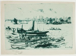 Steam Launch, Chelsea Embankment av Theodore Roussel