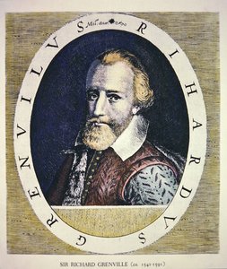 Sir Richard Grenville (färg litho) av Theodore de (after) Bry