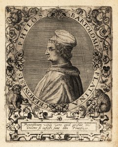 Bartolomeo Sacchi, italiensk renässansförfattare. av Theodore de Bry