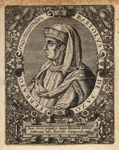Bartolome de Saxoferrato, italiensk juridikprofessor. av Theodore de Bry