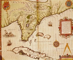 Karta över Florida och Kuba av Theodore de Bry av Theodore de Bry