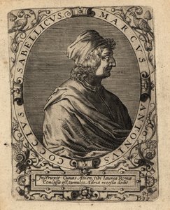 Marcus Antonius Coccius Sabellicus, italiensk forskare. av Theodore de Bry