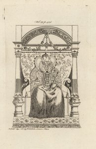 Drottning Elizabeth I av England från ett målat glasfönster. av Theodore de Bry