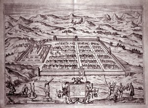 Utsikt över inkastaden Cuzco, Peru (gravyr av Theodore de Bry
