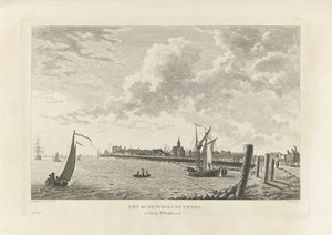 Utsikt över Oudeschild på Texel Den gamla skölden på Texel (titel på objekt)