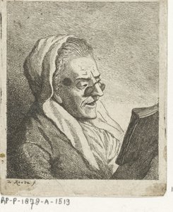 Läser gammal kvinna med pince-nez