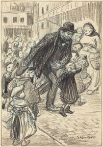 En man på en stadsgata, omgiven av barn (En far) av Théophile Alexandre Steinlen