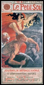 Art Nouveau omslagsdesign av Steinlen, för en fransk tidning "Le Petit Sou" av Théophile Alexandre Steinlen