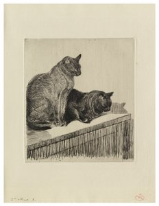 Två katter på en möbel av Théophile Alexandre Steinlen