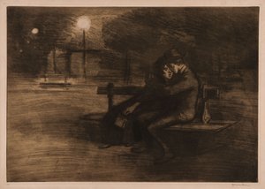 Kärlekspar på en bänk av Théophile Alexandre Steinlen