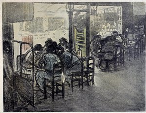 På kaféets terrass (På montern står ”” Absinthe 15””, “” Pernod 20””) Teckning av Theophile Alexandre Steinlen (1859-1923) 1900-talets Paris, Musee Carnavalet av Théophile Alexandre Steinlen