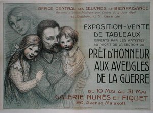 Affisch som annonserar en konstförsäljning till förmån för förblindade soldater av Théophile Alexandre Steinlen