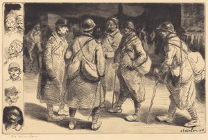 Soldater på permission – Nattbild (Permissionärer – Natteffekt) av Théophile Alexandre Steinlen