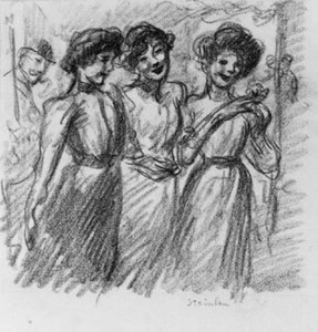 Tre flickor av Théophile Alexandre Steinlen