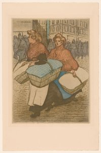 Två tvätterskor med korgar på gatan av Théophile Alexandre Steinlen