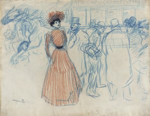 Kvinna vid busshållplatsen av Théophile Alexandre Steinlen