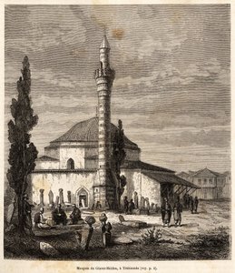 Moskén Giaour-Meidan (Giaour Meidan) i Trebizonde (nuvarande Trabzon, vid Svarta havets kust, Turkiet), som en gång var en bysantinsk kyrka, graverad efter en teckning av berättaren, som illustrerar en resa till Lazistan och Armenien, av 1869, av