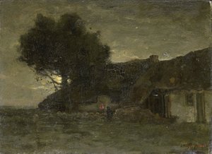 Ett fårhus vid natten