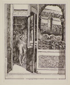 Coffee Bar, 1900-talet (etsning) av Therese Lessore