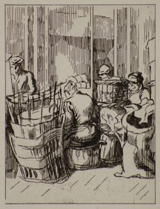 Män och kvinnor med korgar, 1900-talet (etsning) av Therese Lessore