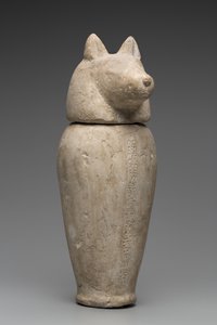 Canopic burk med schakalhuvud (kalksten) av Third Intermediate Period Egyptian