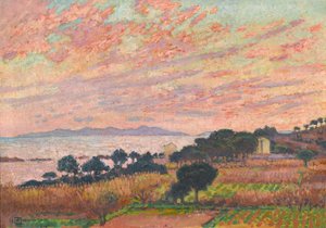 Viken vid solnedgången Saint Clair, 1916. av Théo van Rysselberghe