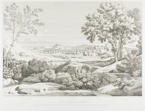 Utsikt från Illisós stränder: Argolidbergen, den olympiske Jupiters tempel, Akropolis, kung Corydalus palats, byn Ambelo