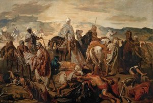 Arabiska ryttare som bär bort sina döda av Théodore Chassériau