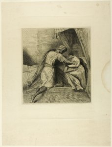 Han kväver henne, tallrik tretton från Othello av Théodore Chassériau