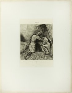 Han kväver henne, tallrik tretton från Othello av Théodore Chassériau
