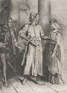 Ärlig Iago, min Desdemona måste jag lämna till dig: plåt 4 från Othell..., etsad 1844, omtryckt 1900. av Théodore Chassériau