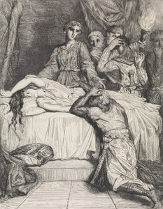 åh! åh! Åh!: tavla 14 från Othello Akt 5, Scen 2, etsat 1844, r..., etsat 1844, omtryckt 1900. av Théodore Chassériau