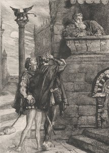 Vakna! vad ho! Brabantio! tjuvar! tjuvar!: skylt 1 från Othello Act 1, Scene 1, 1844. av Théodore Chassériau
