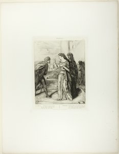 Var därför Merry Cassio, plattan 6 (akt 3, scen 3) från Othello av Théodore Chassériau