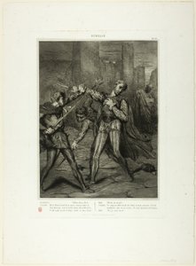 Villain, Thou Diest, tallrik tio från Othello av Théodore Chassériau