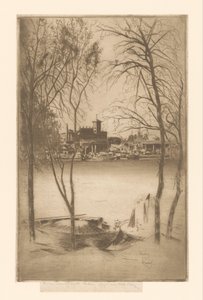 Utsikt över en flod med hamn och industri Laburnums och Battersea av Théodore Roussel (signed by artist)