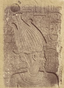 Närbild av en skulptur (profil av ett huvud), Karnak av Théodule Devéria